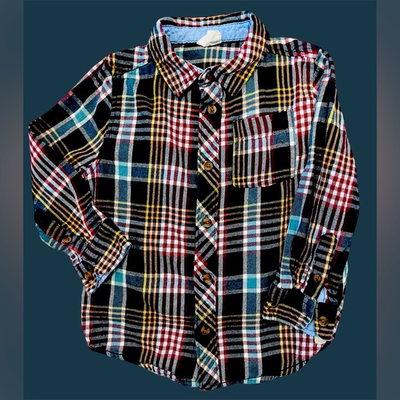 COTTON ON Multicolor Toddler Button Down Long Sleeve Plaid Shirt | 4T | Preowned - Picture 1 of 4